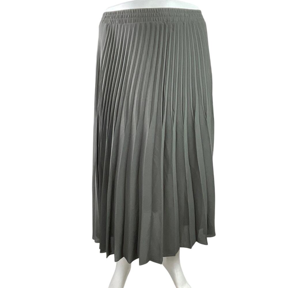 NEW Max Studio Women's Green Pleated High Waisted Maxi Flared A-Line Skirt Sz XL